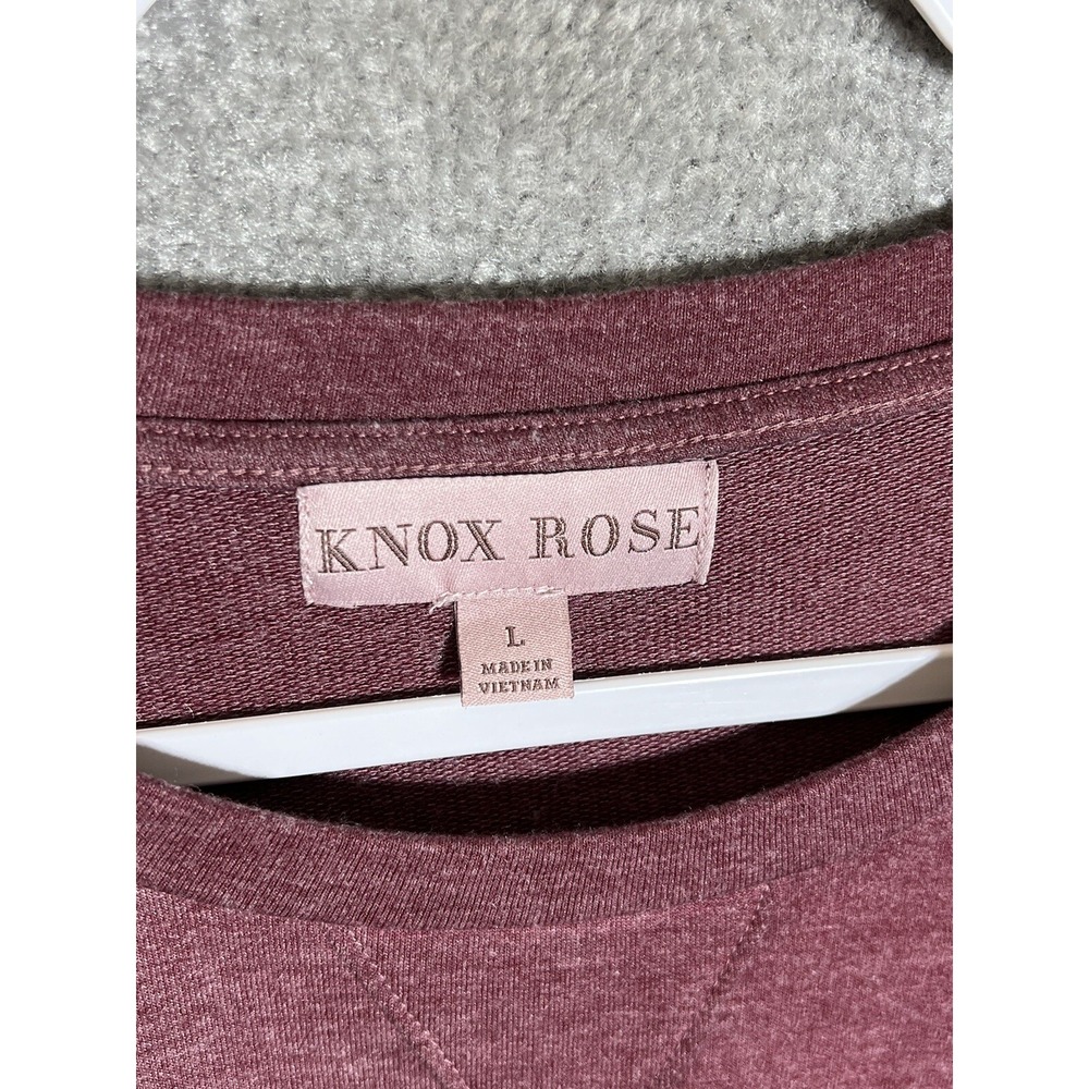 Knox Rose Top Womens Size Large Maroon Stretch Long Pleated Puff Sleeve Pullover - Picture 3 of 6